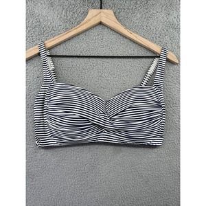 BOND-EYE Bikini Top Womens US 10 D/DD Navy White Striped Crossover